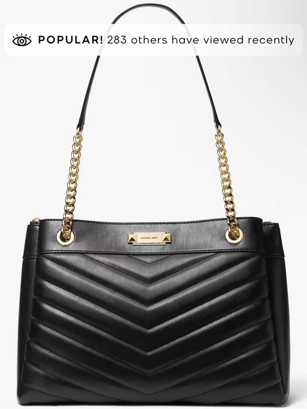 Michael Kors Black Quilted Shoulder Bag with Gold Chain Detail